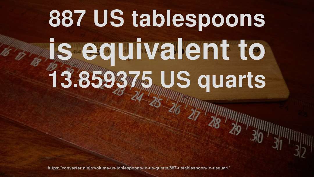 887 US tablespoons is equivalent to 13.859375 US quarts