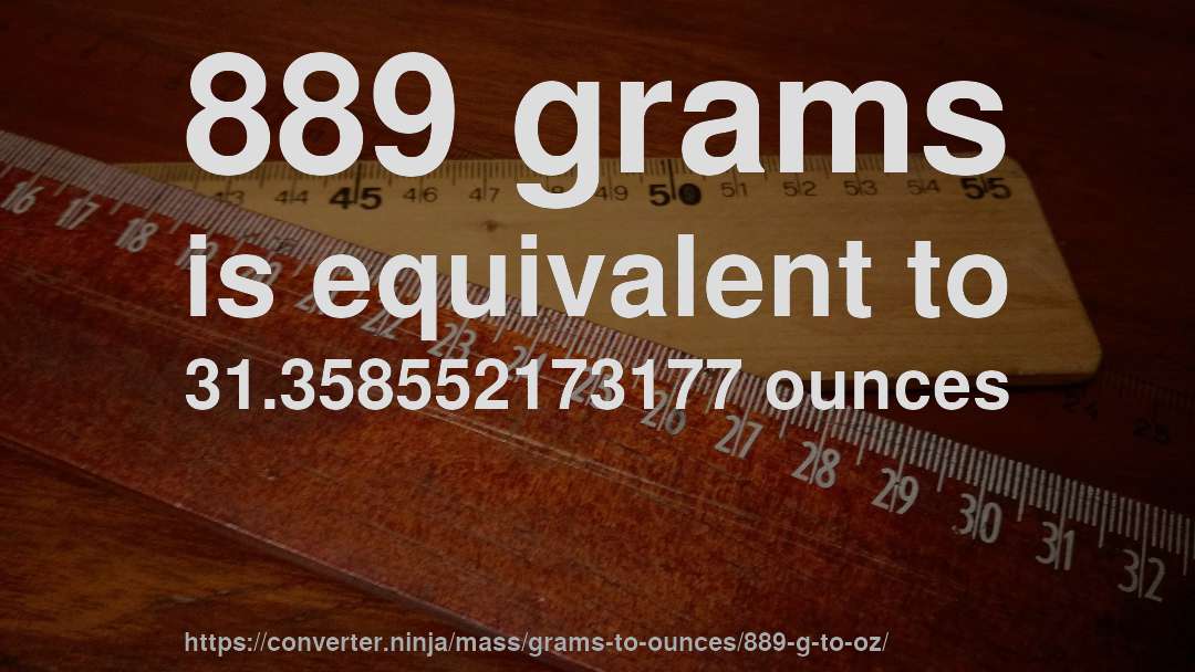 889 grams is equivalent to 31.358552173177 ounces