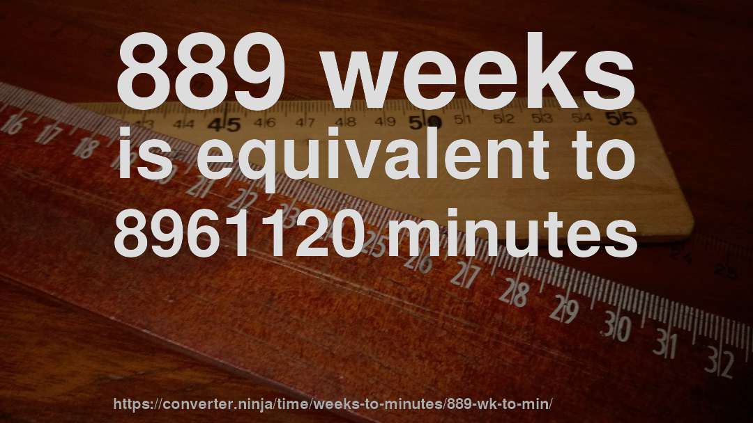 889 weeks is equivalent to 8961120 minutes