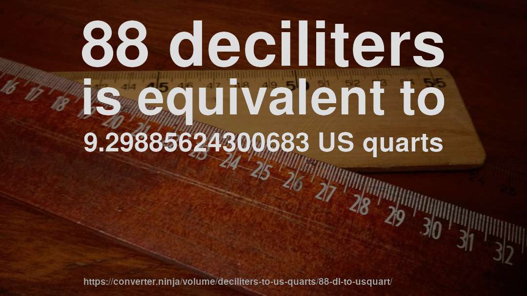 88 deciliters is equivalent to 9.29885624300683 US quarts
