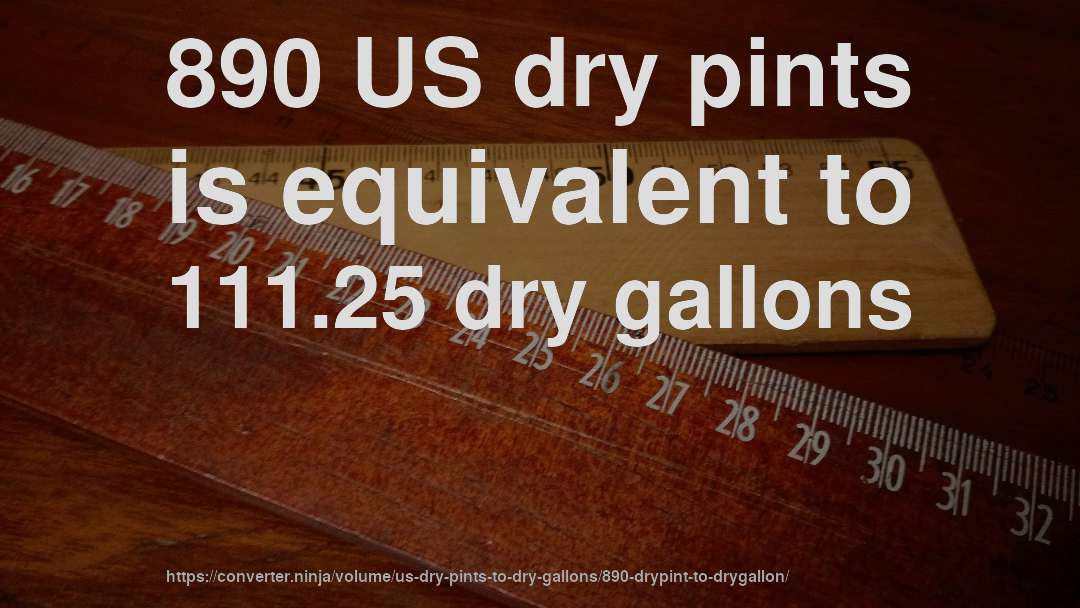 890 US dry pints is equivalent to 111.25 dry gallons