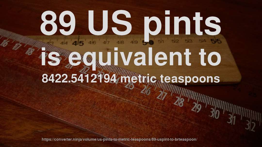 89 US pints is equivalent to 8422.5412194 metric teaspoons
