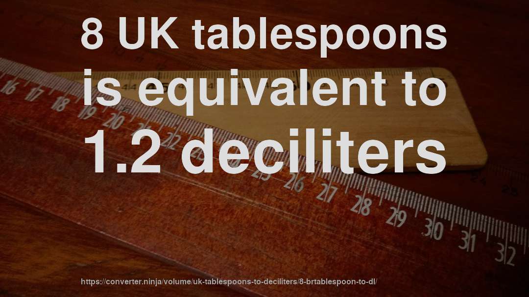 8 UK tablespoons is equivalent to 1.2 deciliters