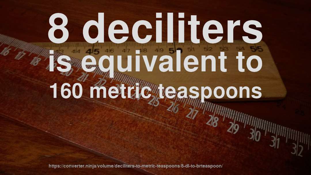 8 deciliters is equivalent to 160 metric teaspoons