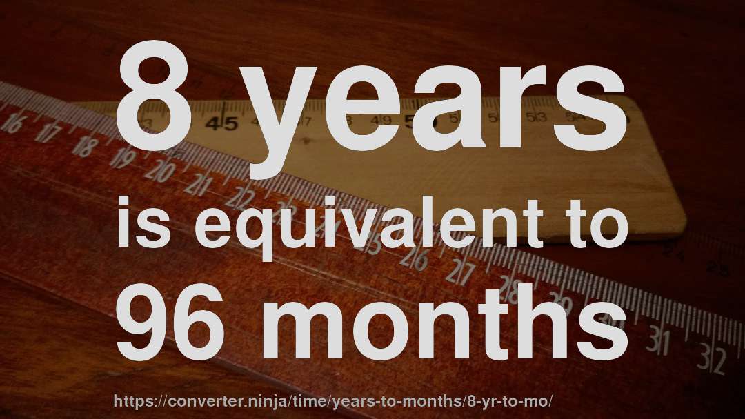 8 years is equivalent to 96 months