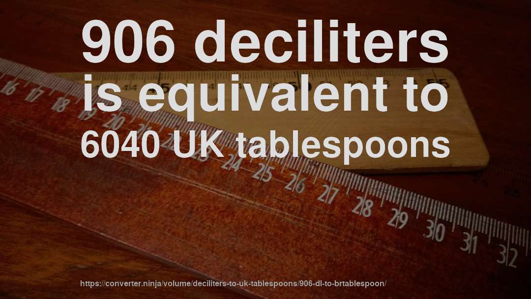 906 deciliters is equivalent to 6040 UK tablespoons