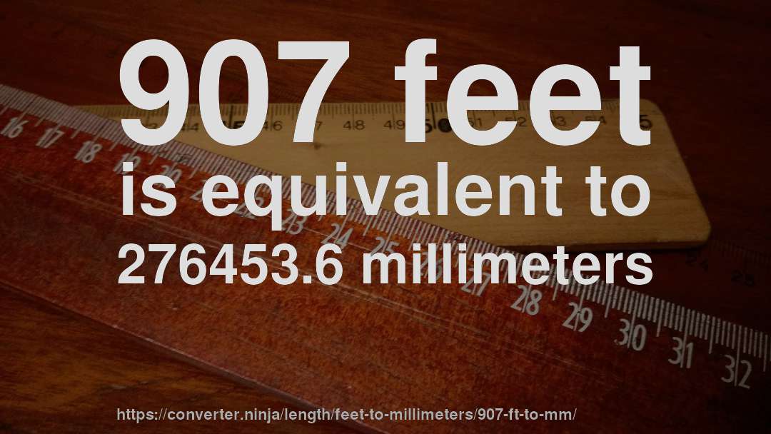 907 feet is equivalent to 276453.6 millimeters
