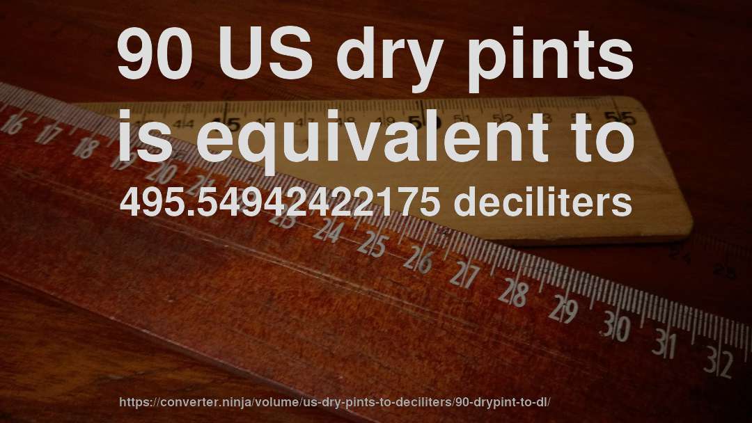90 US dry pints is equivalent to 495.54942422175 deciliters