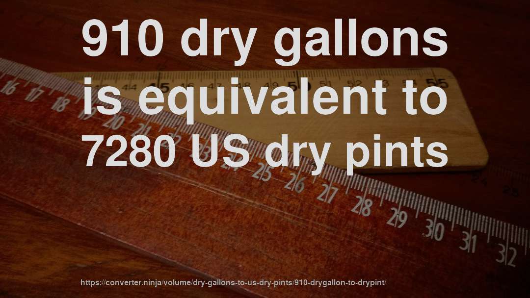 910 dry gallons is equivalent to 7280 US dry pints