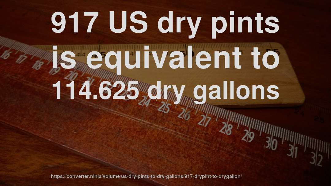 917 US dry pints is equivalent to 114.625 dry gallons
