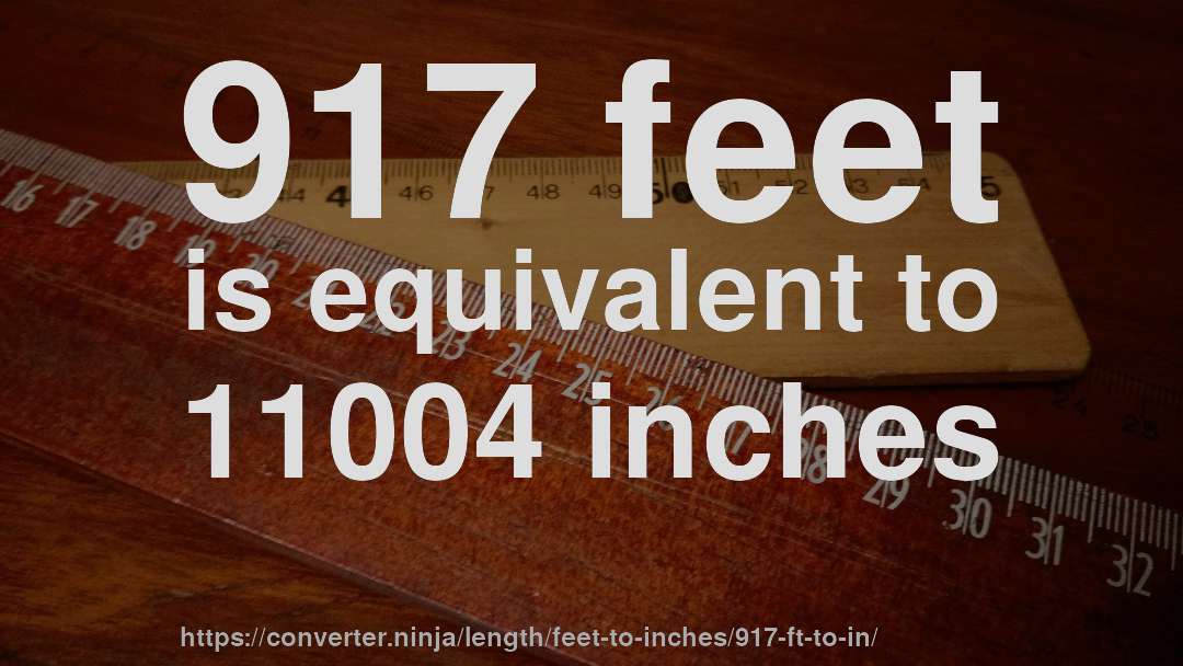 917 feet is equivalent to 11004 inches