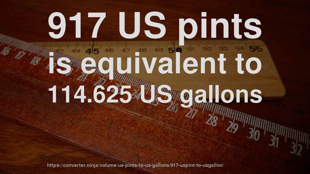917 US pints is equivalent to 114.625 US gallons