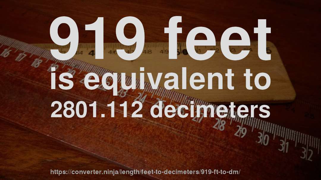 919 feet is equivalent to 2801.112 decimeters