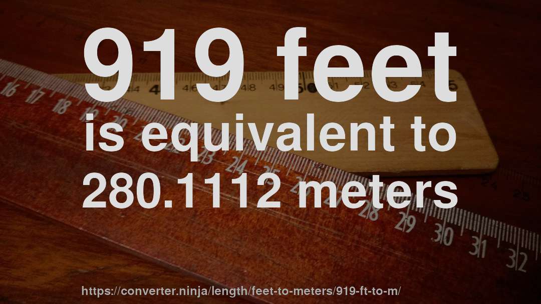 919 feet is equivalent to 280.1112 meters