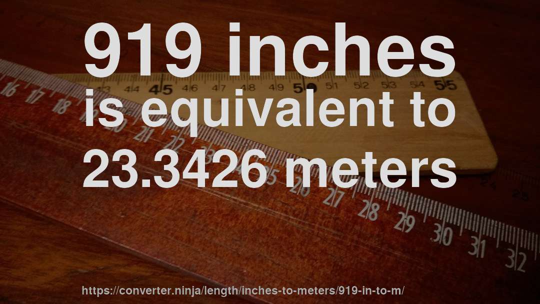 919 inches is equivalent to 23.3426 meters