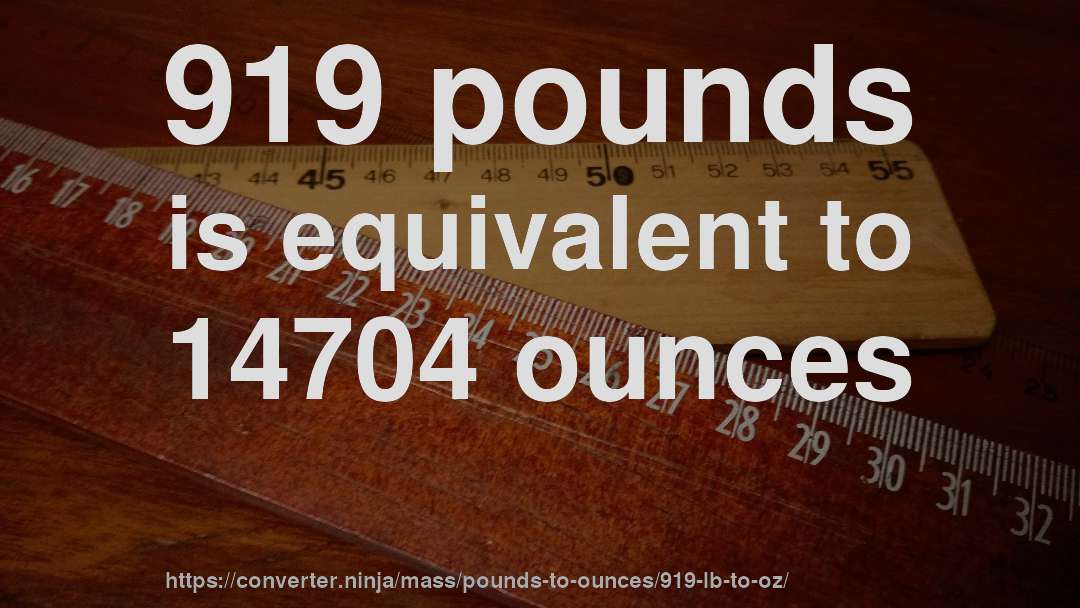 919 pounds is equivalent to 14704 ounces