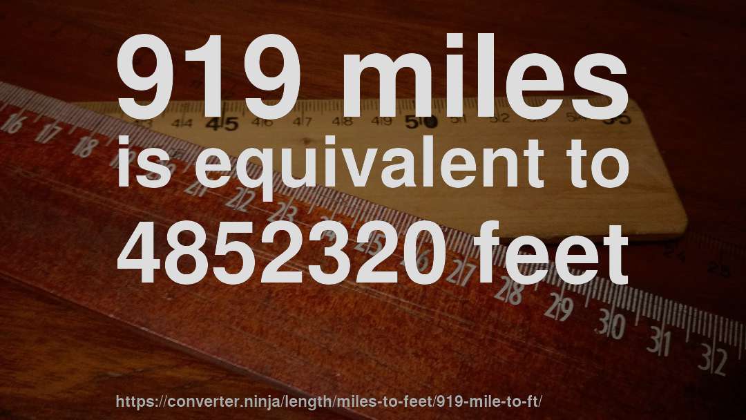 919 miles is equivalent to 4852320 feet