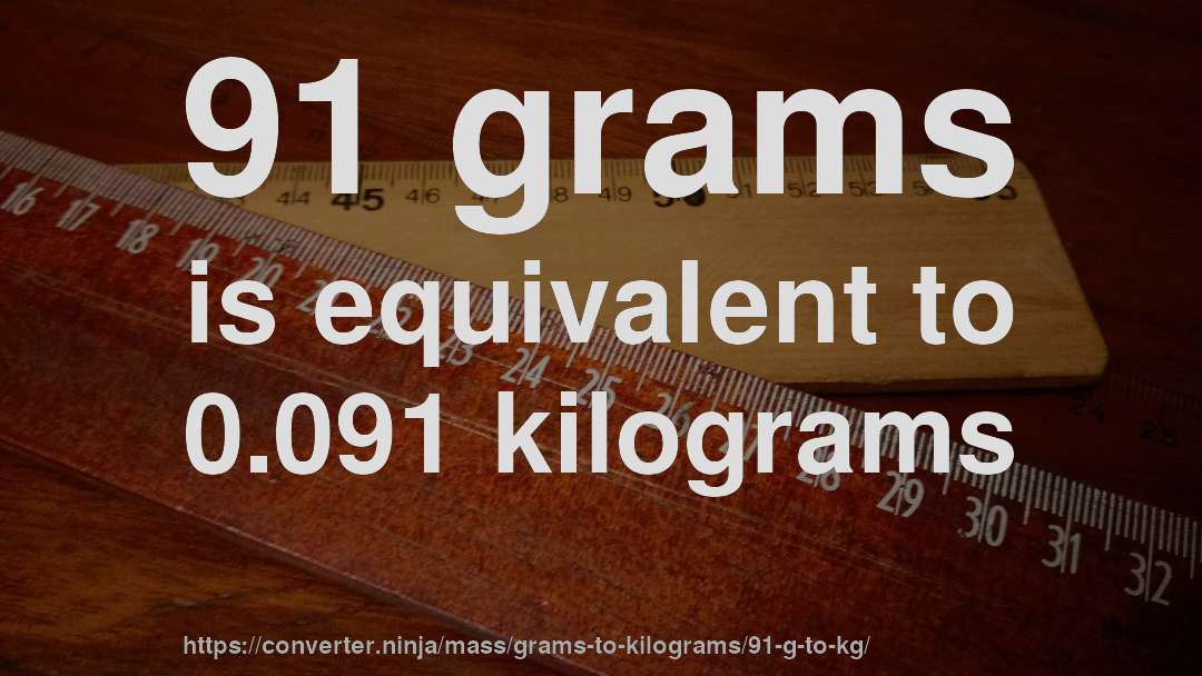 91 grams is equivalent to 0.091 kilograms