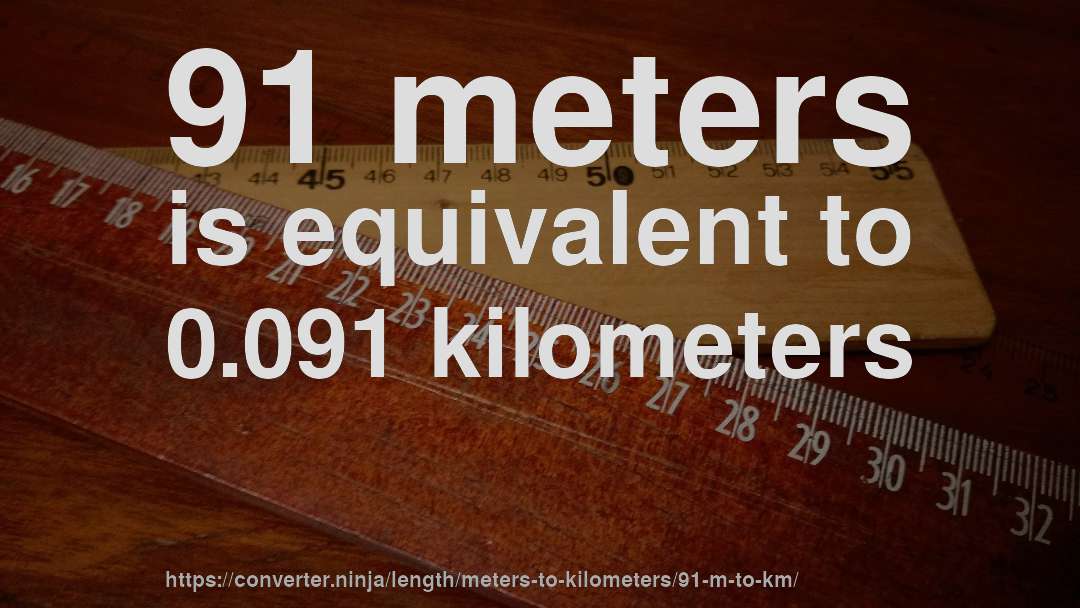 91 meters is equivalent to 0.091 kilometers
