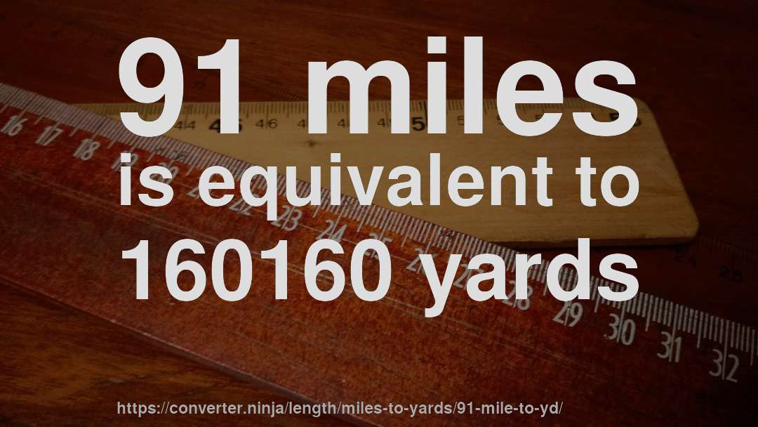 91 miles is equivalent to 160160 yards