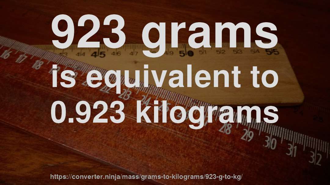 923 grams is equivalent to 0.923 kilograms