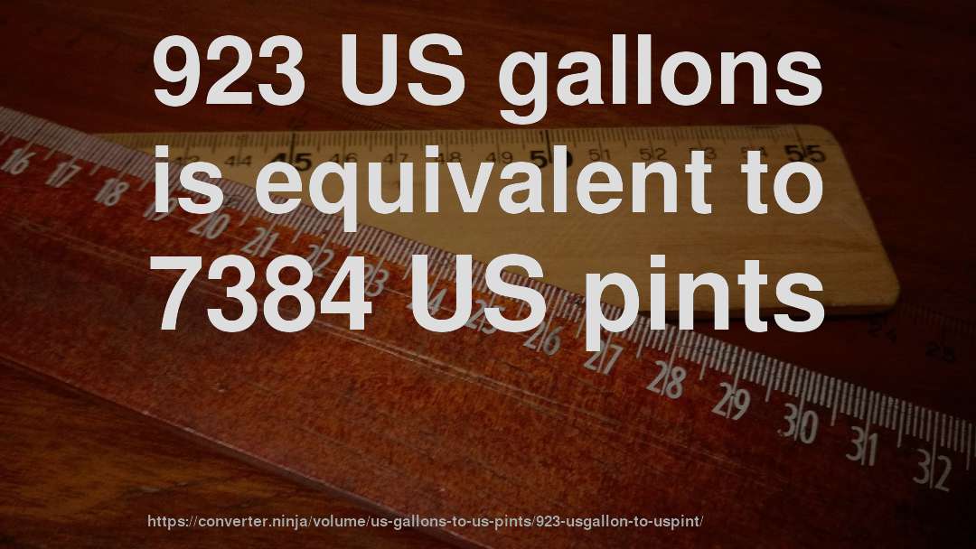 923 US gallons is equivalent to 7384 US pints