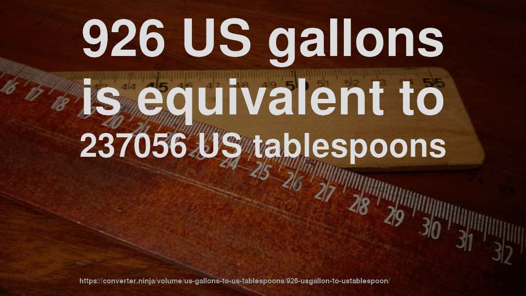 926 US gallons is equivalent to 237056 US tablespoons