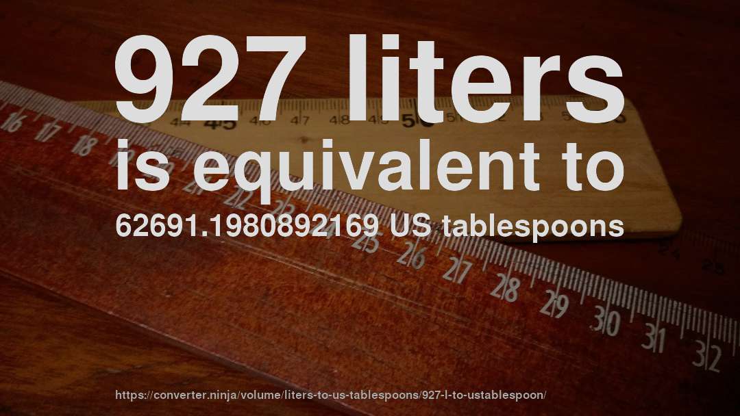 927 liters is equivalent to 62691.1980892169 US tablespoons