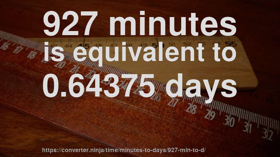 927 minutes is equivalent to 0.64375 days