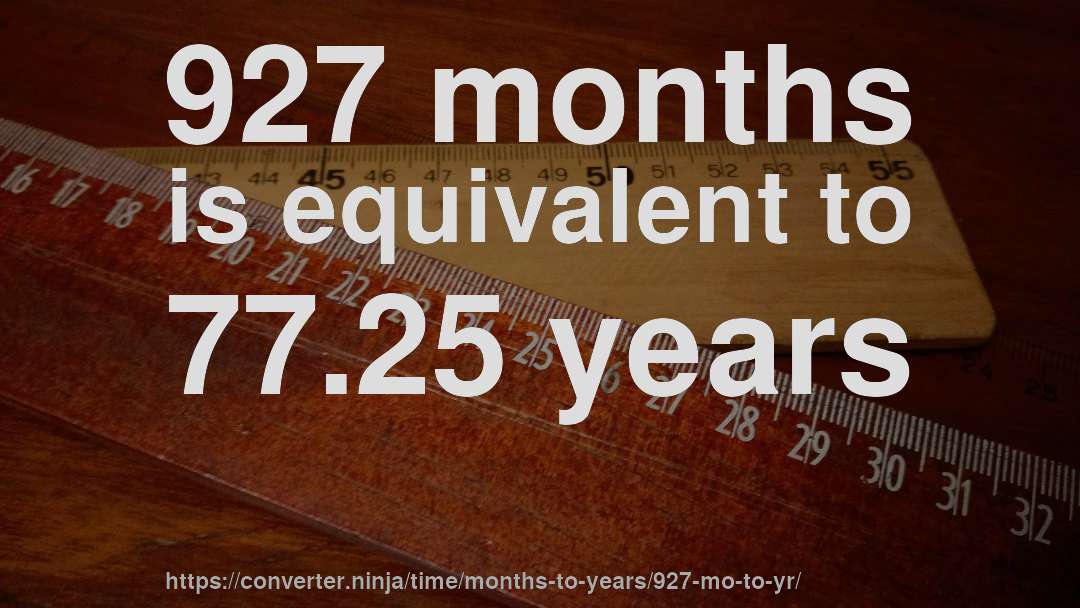 927 months is equivalent to 77.25 years