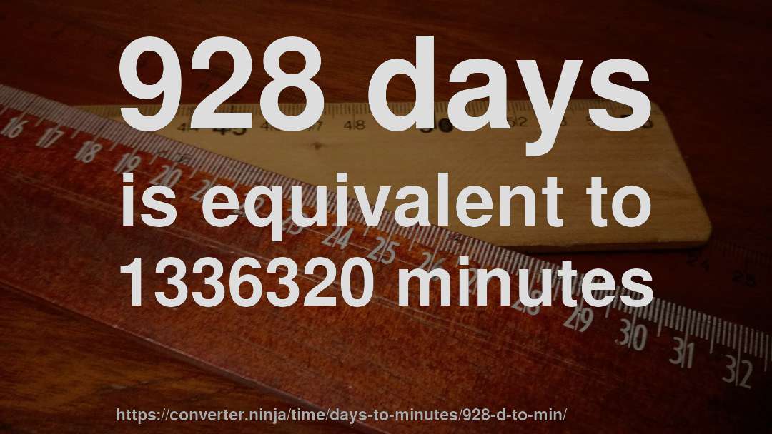 928 days is equivalent to 1336320 minutes
