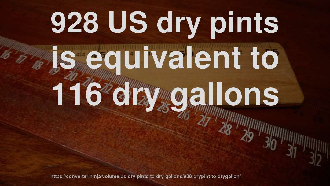 928 US dry pints is equivalent to 116 dry gallons
