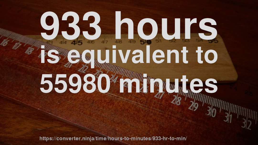 933 hours is equivalent to 55980 minutes