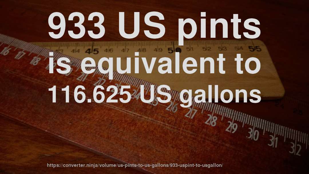 933 US pints is equivalent to 116.625 US gallons