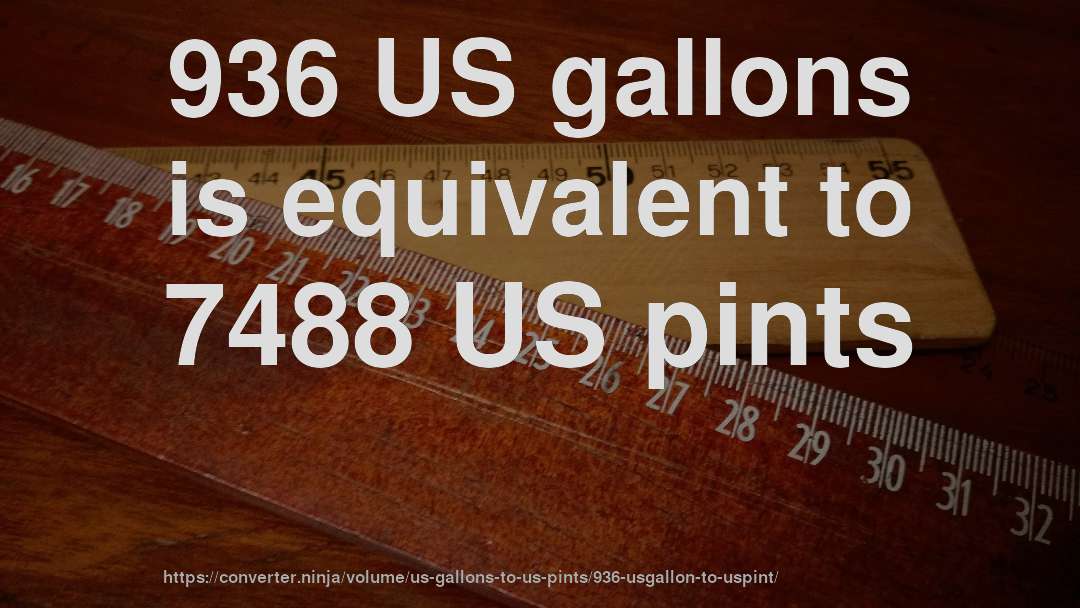 936 US gallons is equivalent to 7488 US pints