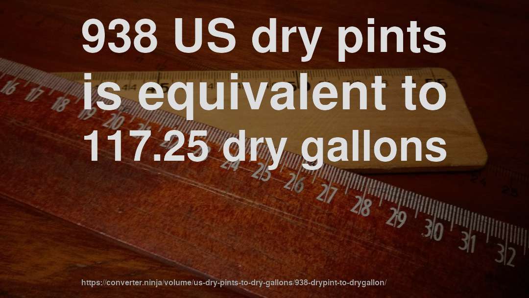 938 US dry pints is equivalent to 117.25 dry gallons