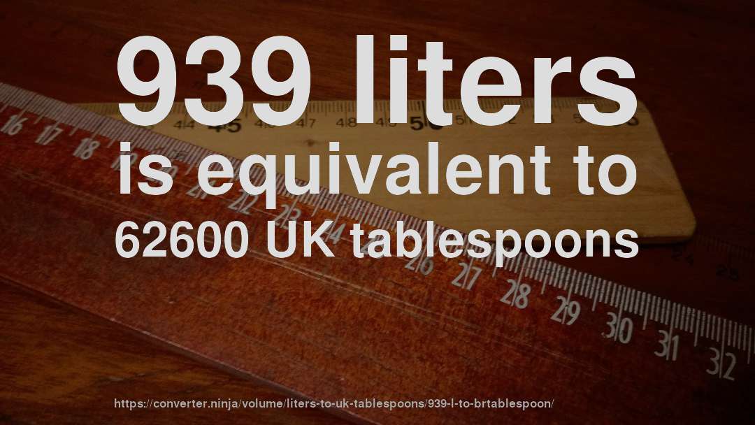 939 liters is equivalent to 62600 UK tablespoons