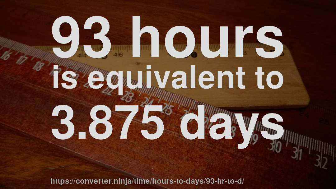 93 hours is equivalent to 3.875 days