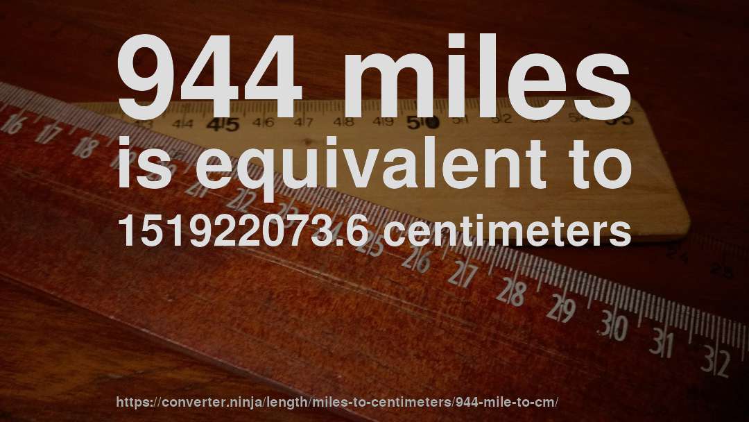 944 miles is equivalent to 151922073.6 centimeters