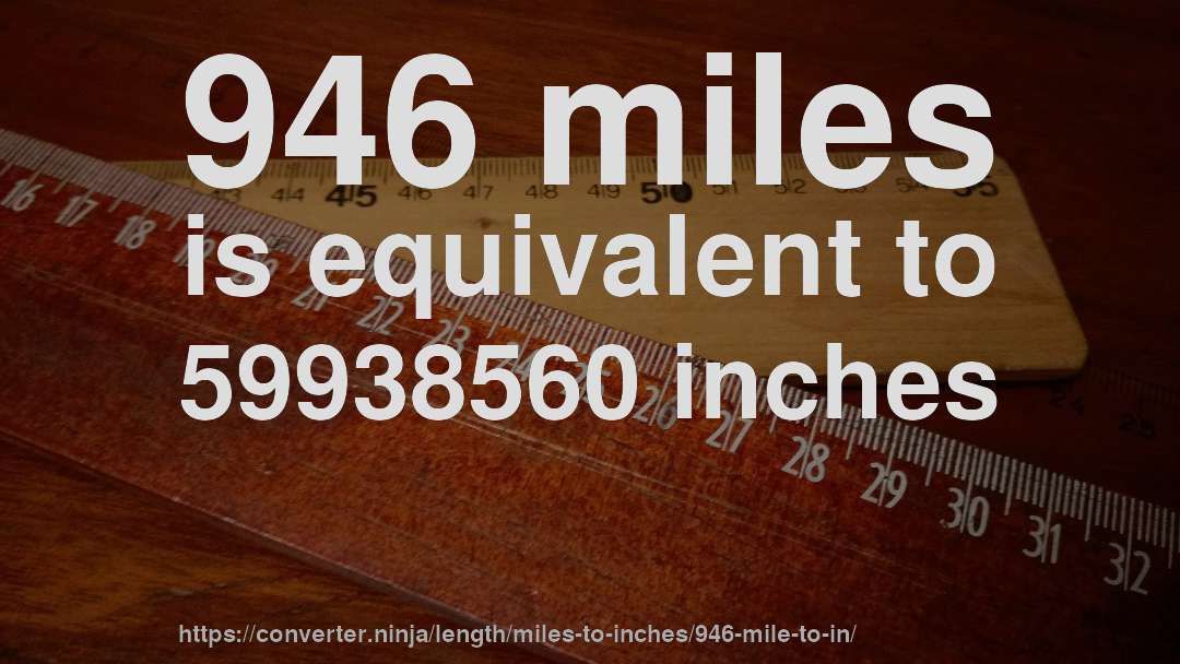 946 miles is equivalent to 59938560 inches