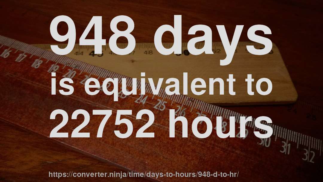 948 days is equivalent to 22752 hours