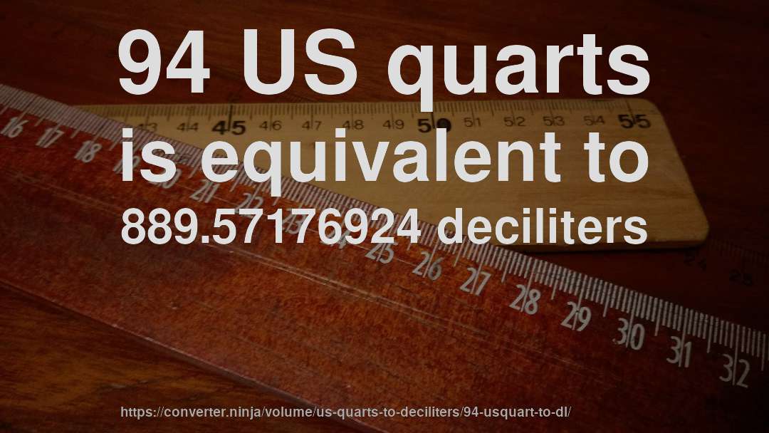 94 US quarts is equivalent to 889.57176924 deciliters