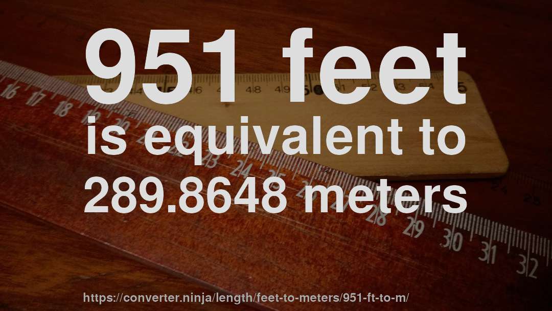 951 feet is equivalent to 289.8648 meters