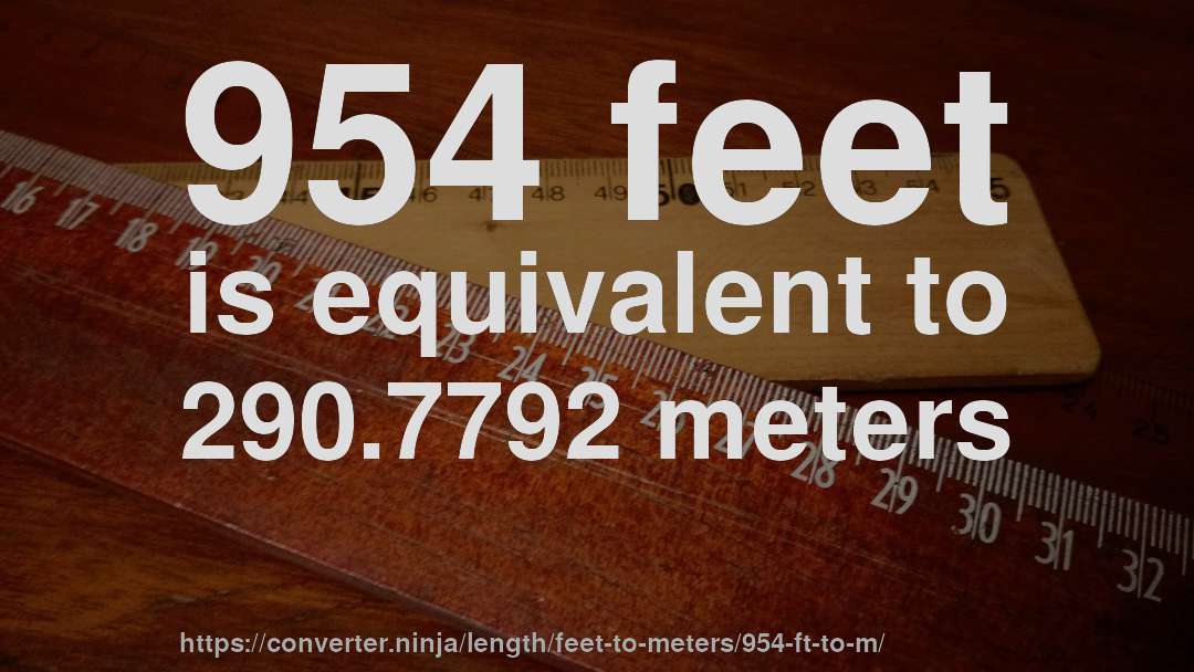 954 feet is equivalent to 290.7792 meters