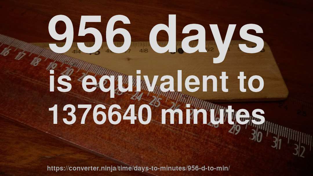 956 days is equivalent to 1376640 minutes