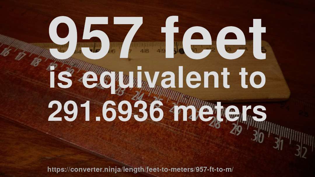 957 feet is equivalent to 291.6936 meters