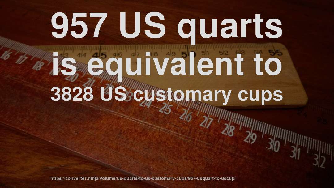 957 US quarts is equivalent to 3828 US customary cups