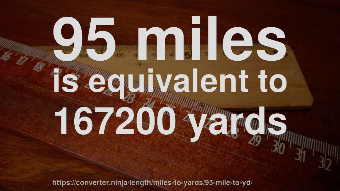 95 miles is equivalent to 167200 yards