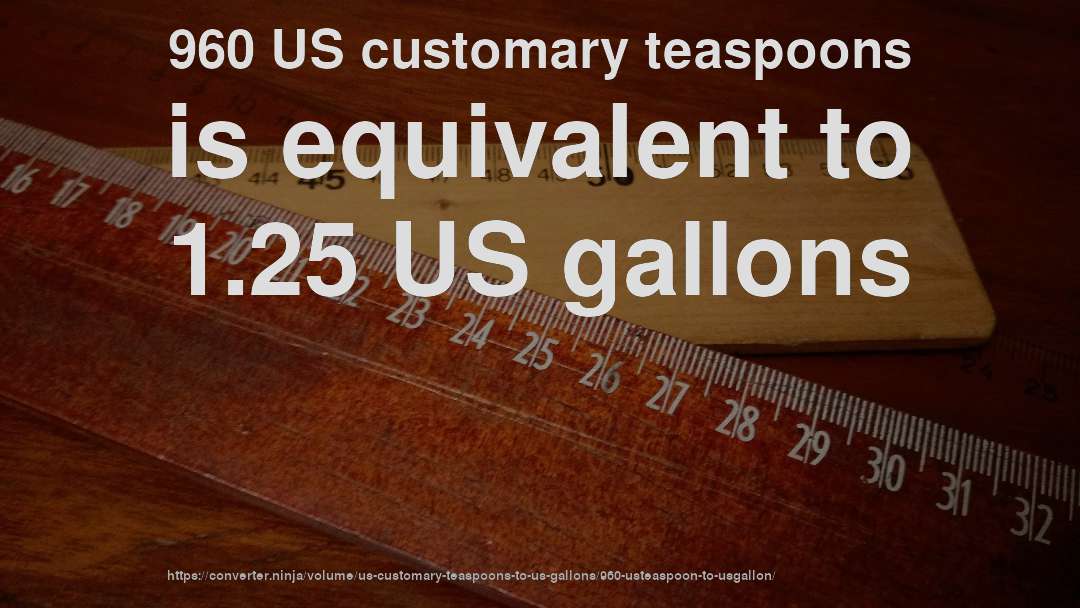 960 US customary teaspoons is equivalent to 1.25 US gallons