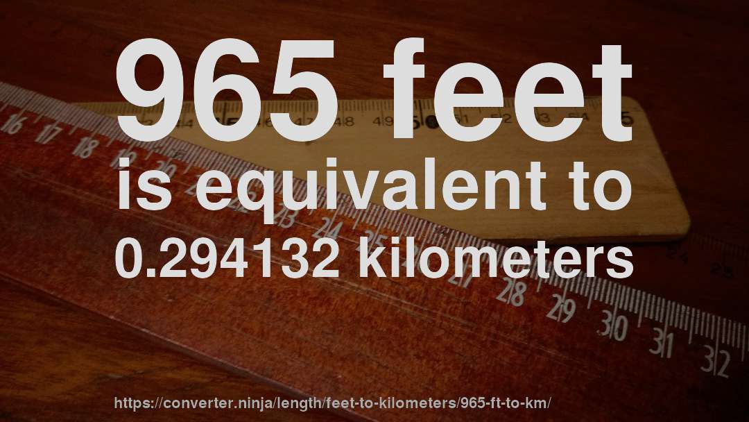 965 feet is equivalent to 0.294132 kilometers